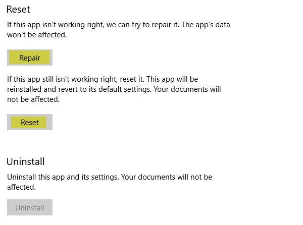 怎么重置或修复Windows 10中的单个Office 365应用程序