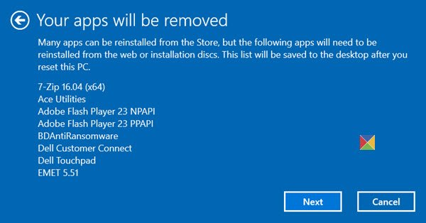 重置Windows 10时会怎么样