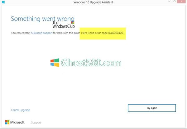 如何修复Windows 10升级错误0xa0000400
