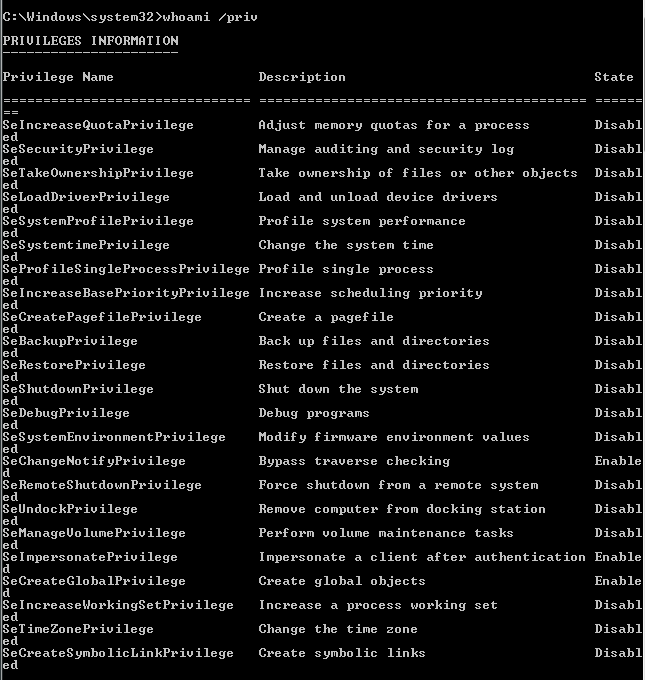 Windows Token九種權(quán)限的利用分別是怎么樣的