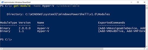 为什么Windows 10中有两个Hyper-V PowerShell模块