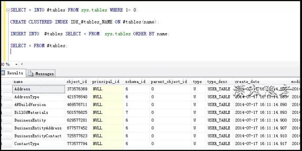 SQL Server 中如何對(duì)臨時(shí)表進(jìn)行排序