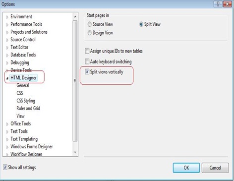 Visual Studio 2008中怎么设置垂直拆分视图