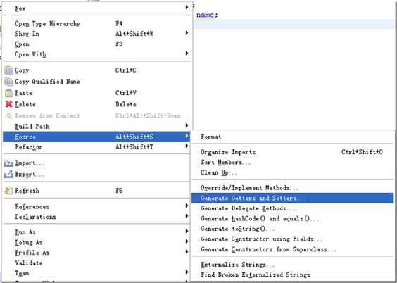 Eclipse如何自动生成Getter、Setter和构造方法