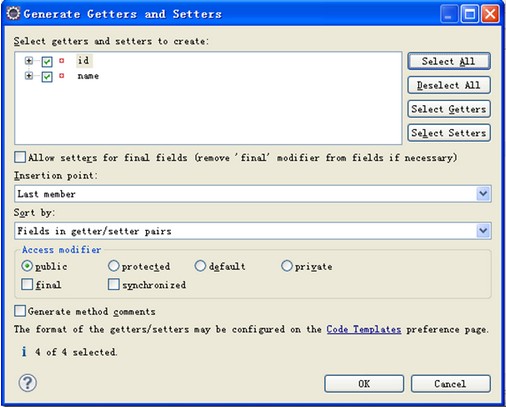 Eclipse如何自动生成Getter、Setter和构造方法