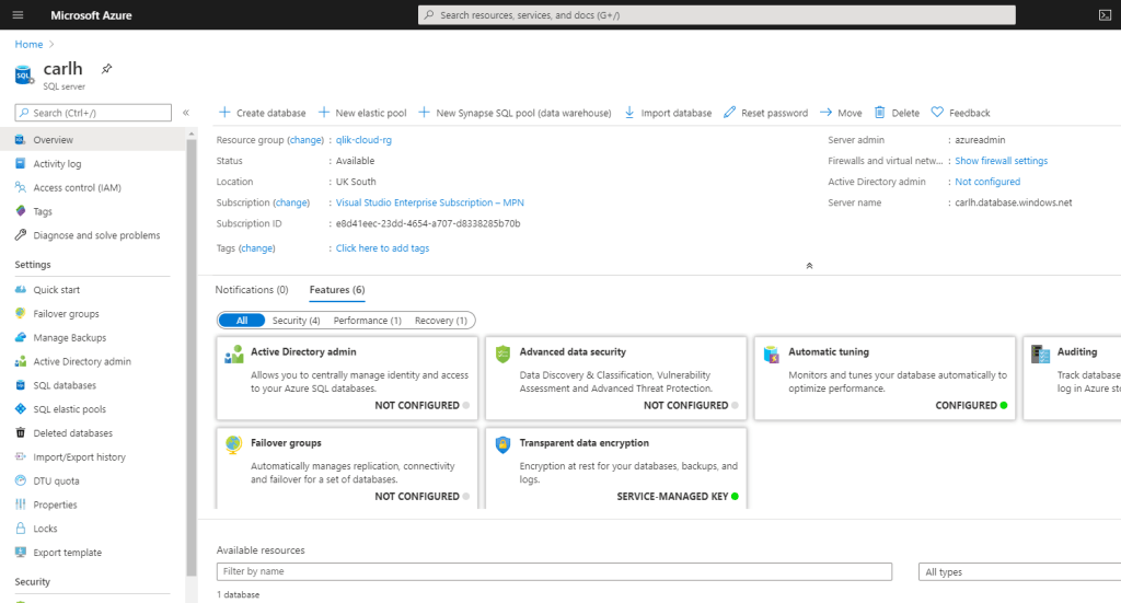 如何从Qlik Sense Business连接到Azure 数据库