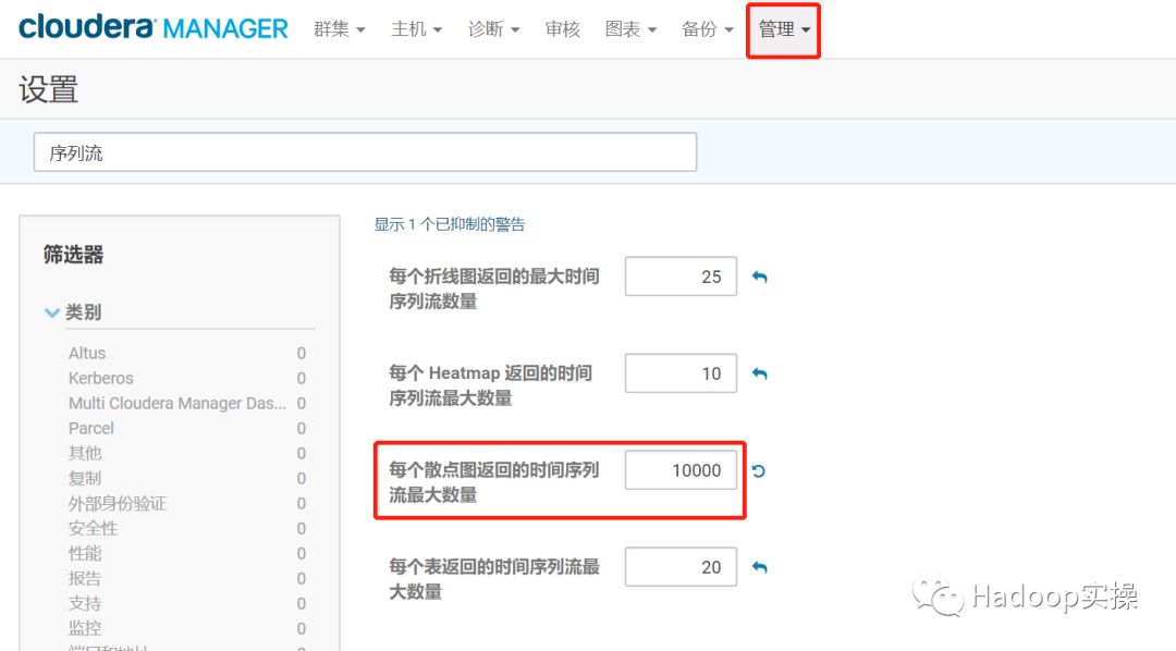 怎么修改Cloudera Manager中图表查询的时间序列限制数