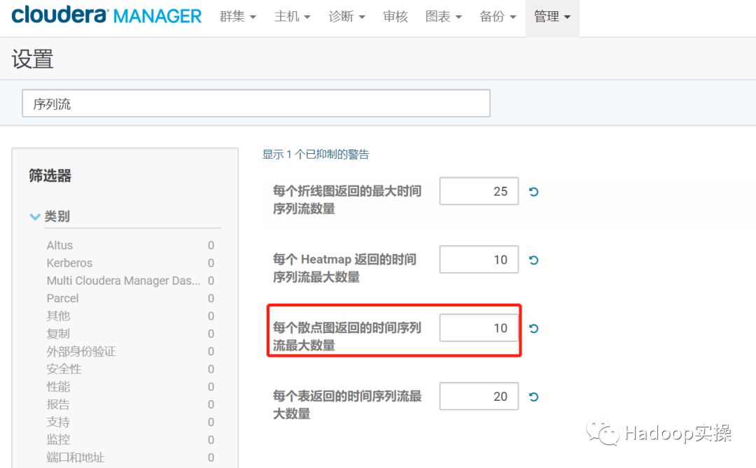 怎么修改Cloudera Manager中图表查询的时间序列限制数