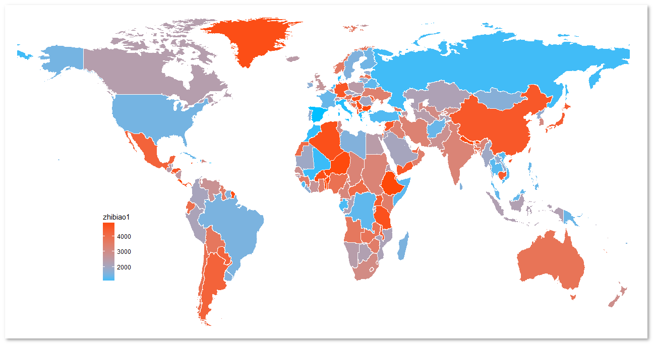 R语言数据地图中的全球填色地图是怎样的