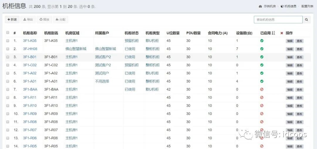 idcops中怎么自定义展示列表字段