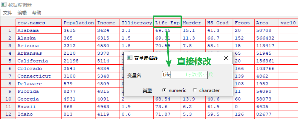 r语言中怎么修改R数据框的列名称