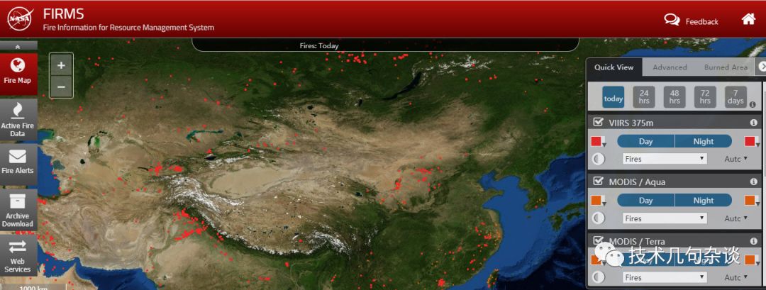 GIS开发中NASA火灾地图的示例分析