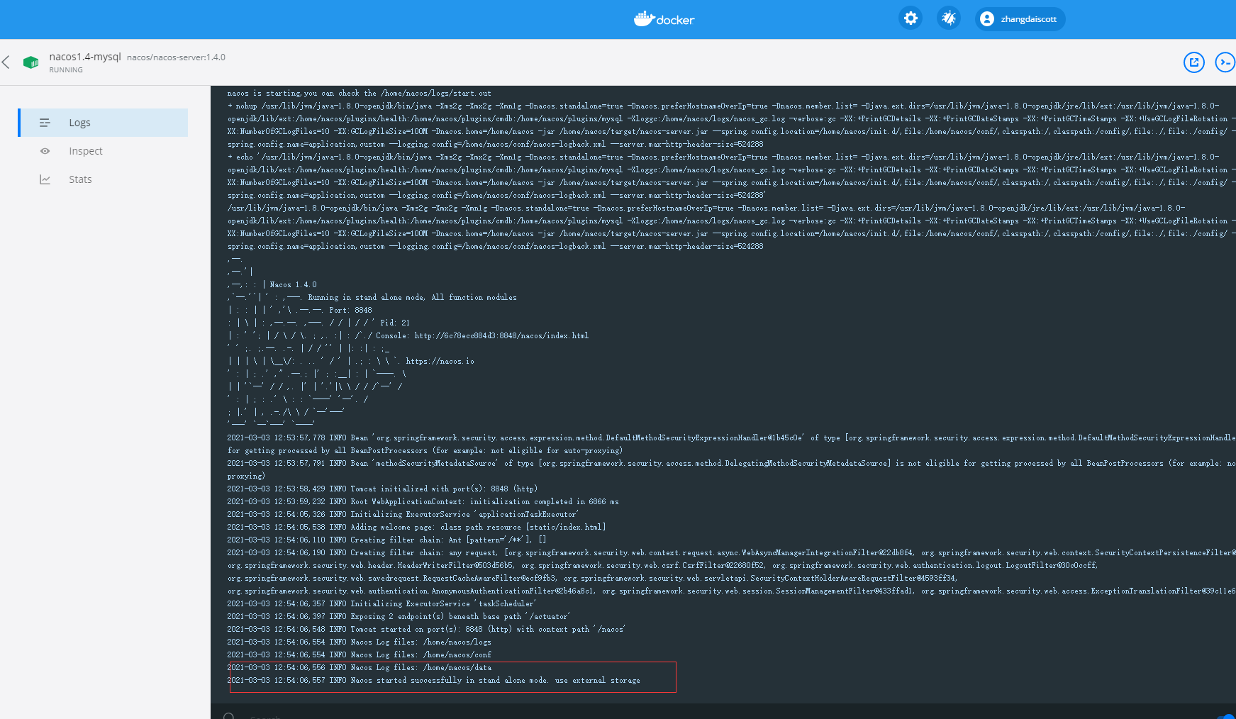 docker中怎么通过部署nacos1.4连接mysql