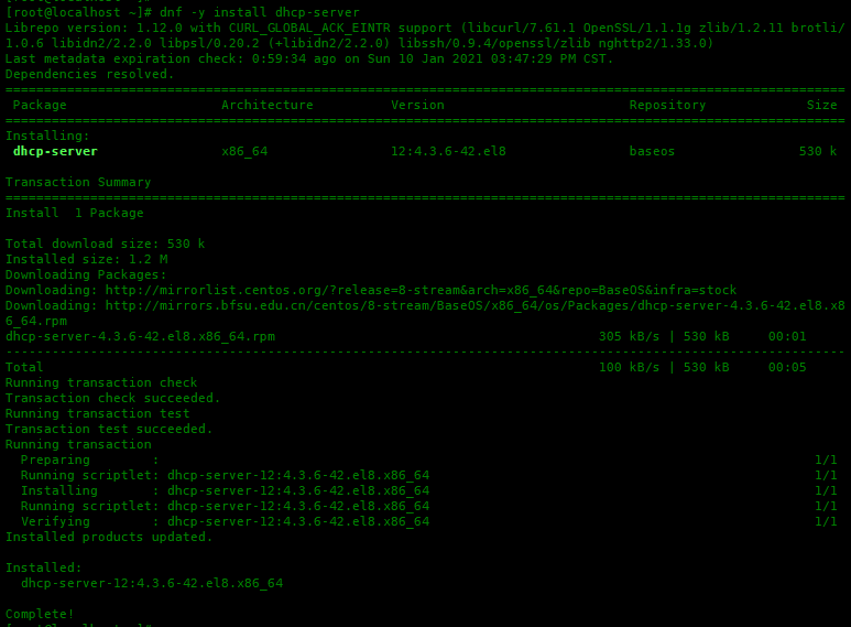 Centos8怎么配置DHCP服务器