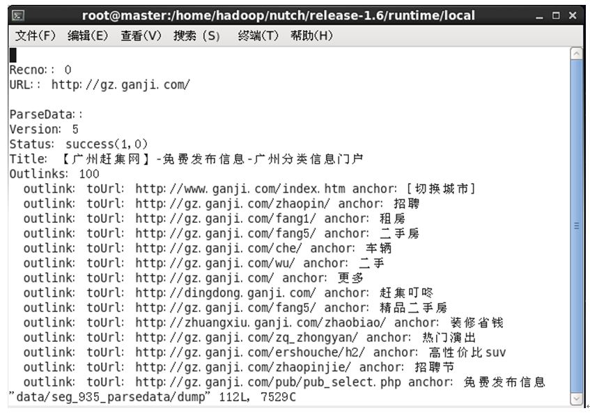 Nutch数据集的目录具体内容是什么