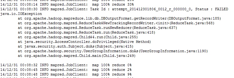 reduce输出结果到sqlserver数据库异常怎么办