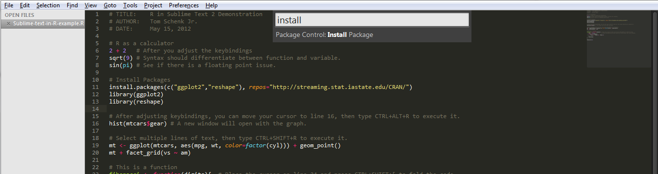Sublime Text 2中如何使用R语言