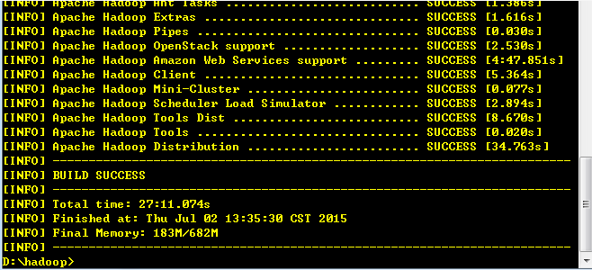 Win7 64bit hadoop-2.6.0源码如何编译部署包