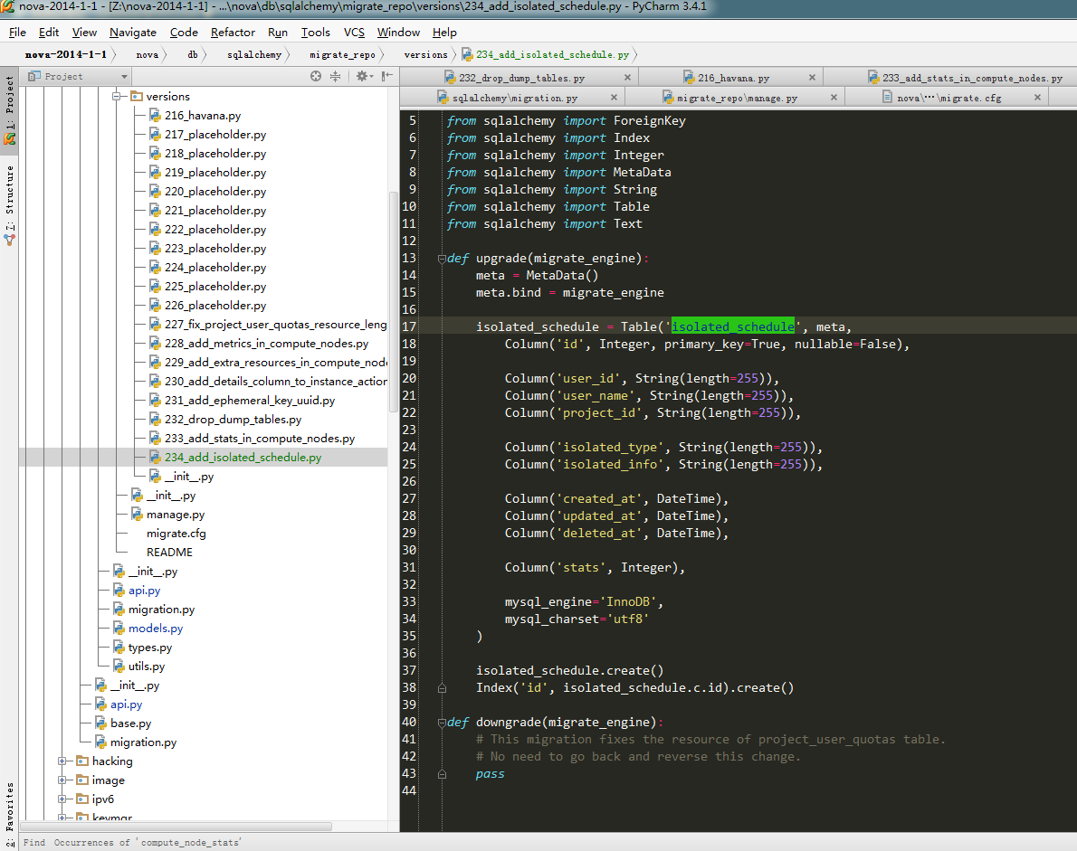 nova中如何增加数据库表isolated_schedule-openstack-ice