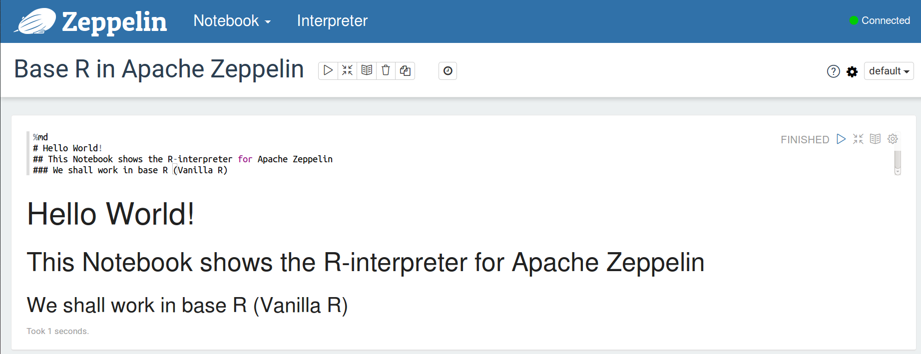 Apache Zeppelin Notebook和R的示例分析