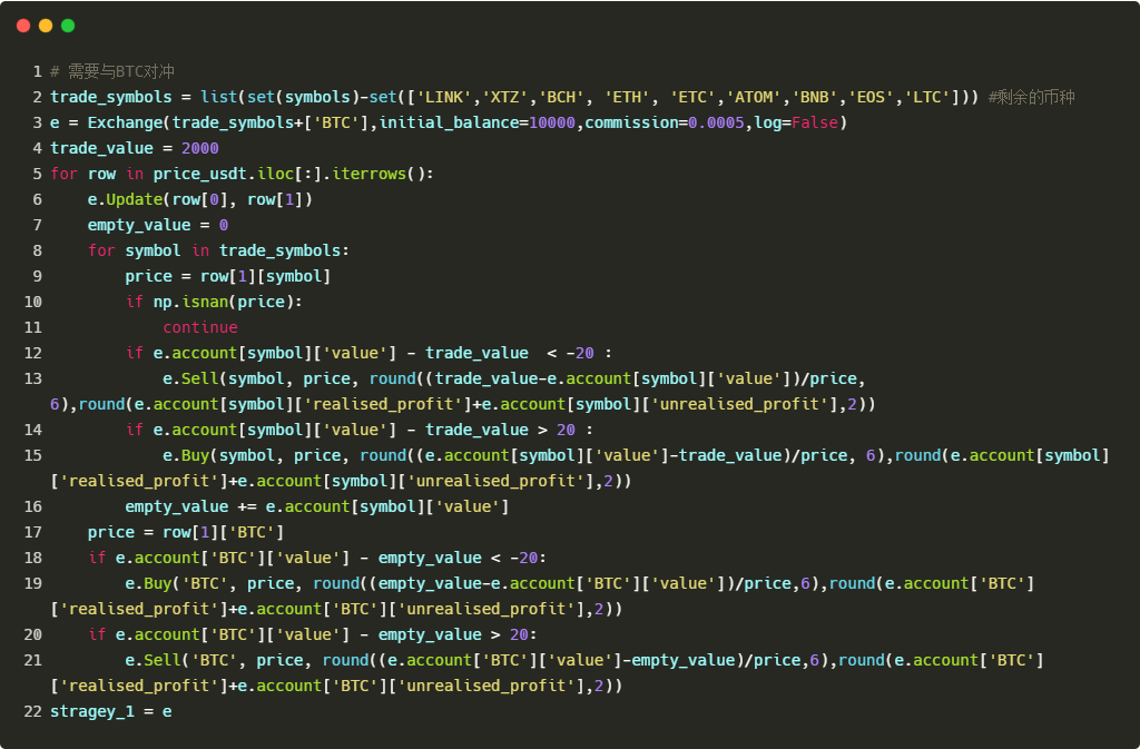 python货多币种对冲策略实例分析