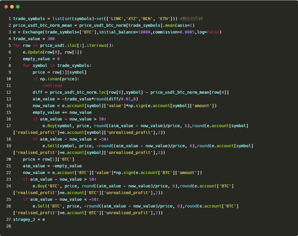 python货多币种对冲策略实例分析