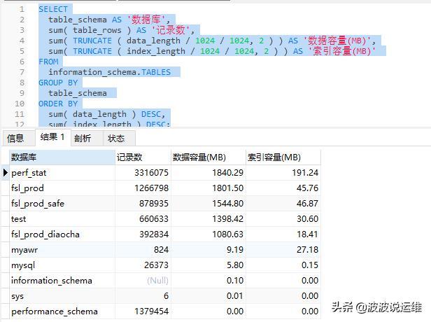 MySQL中怎么查看数据库表容量大小