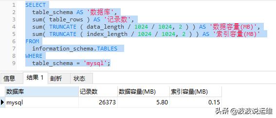 MySQL中怎么查看数据库表容量大小