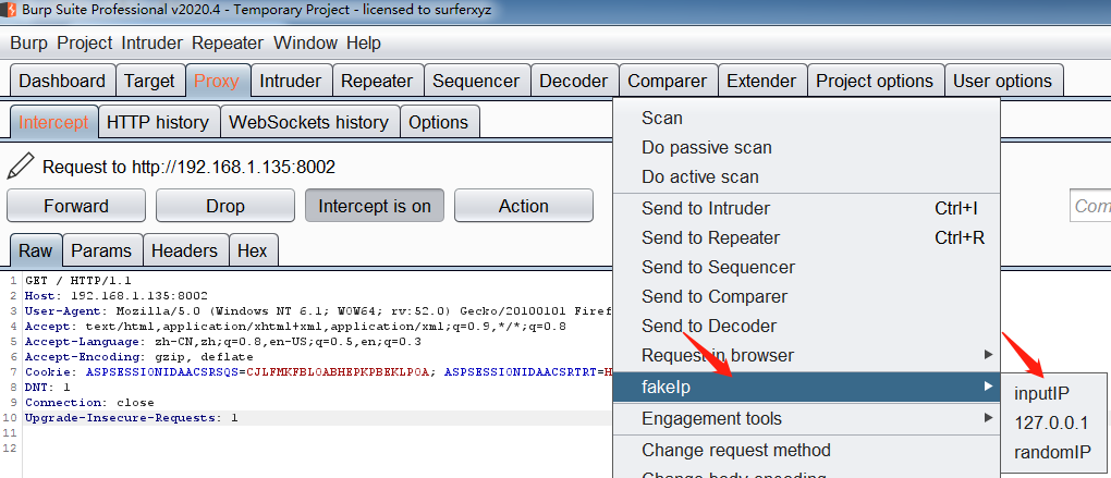 Burpsuite插件burpFakeIP怎么用