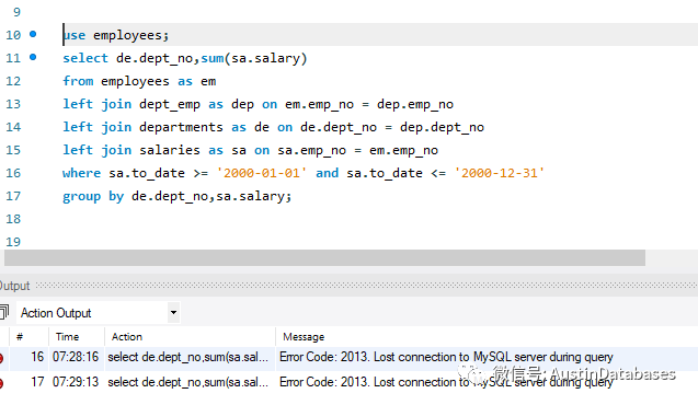 MYSQL复杂查询超时怎么连接lost Error与错别字