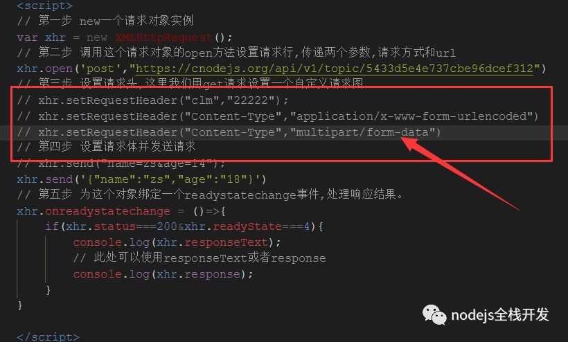 node.js中从http规范角度来看xmlhttprequest发送请求的示例分析