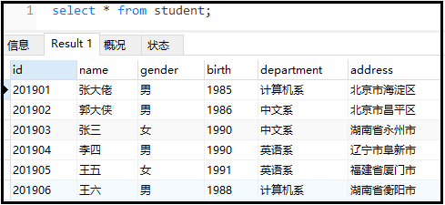 mysql学生表怎么创建