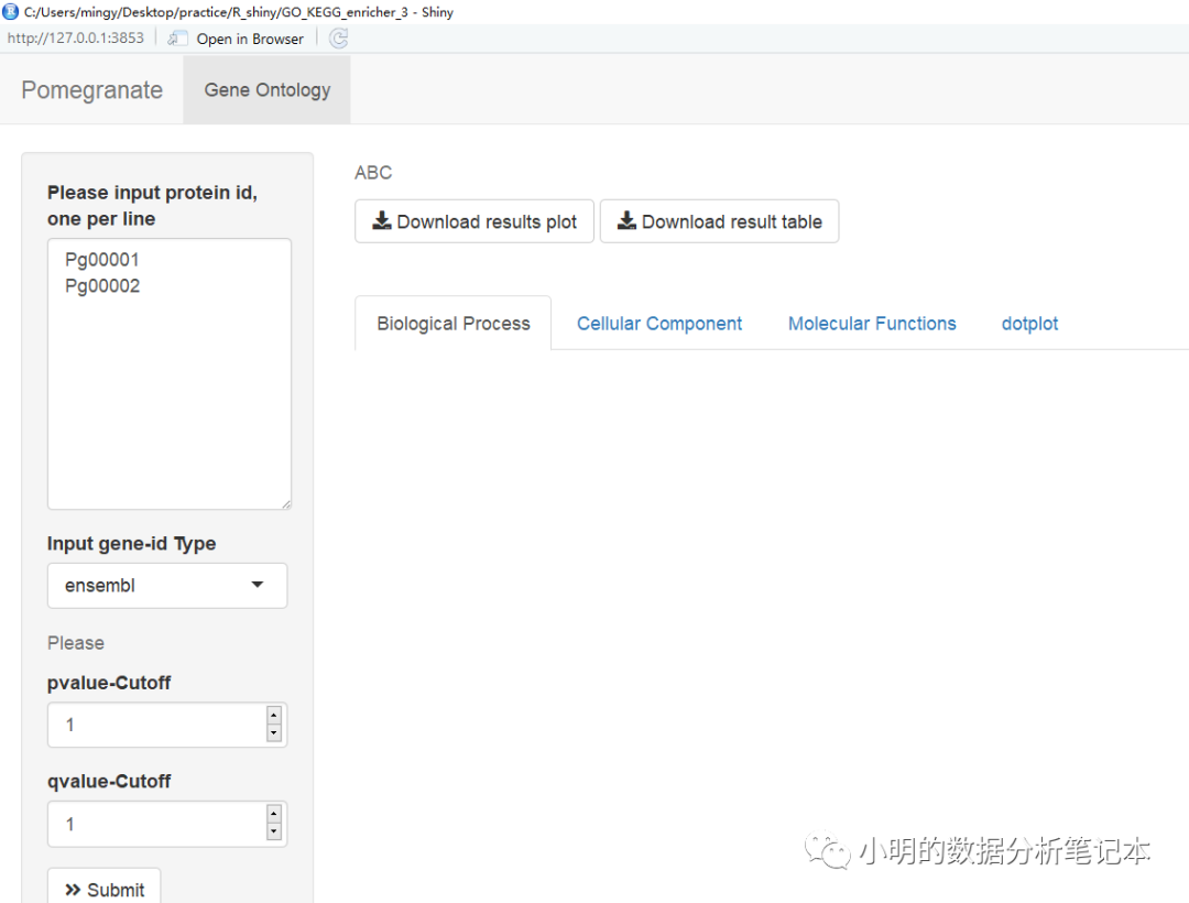 R语言shiny如何实现简单的GO富集分析