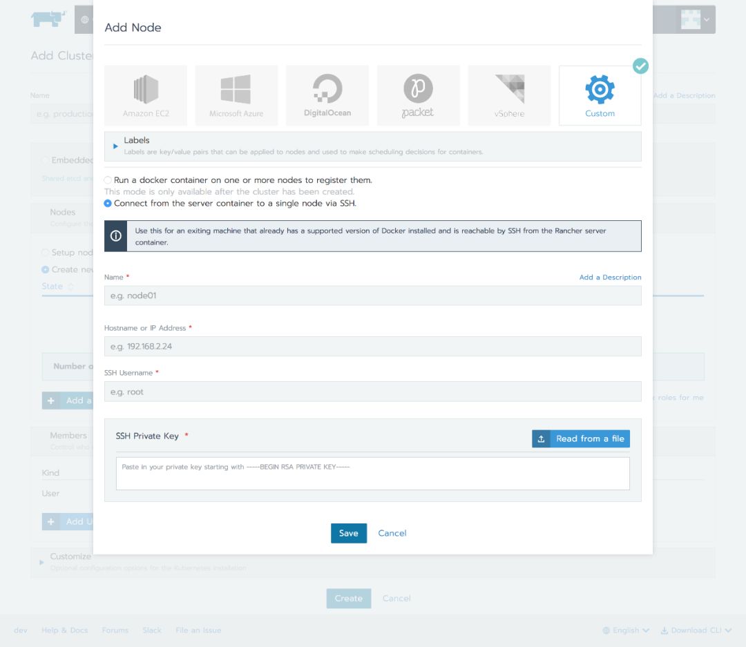 Rancher 2.0中如何支持添加自定义节点