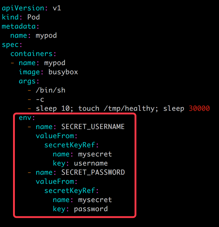 环境变量方式使用Secret的示例分析