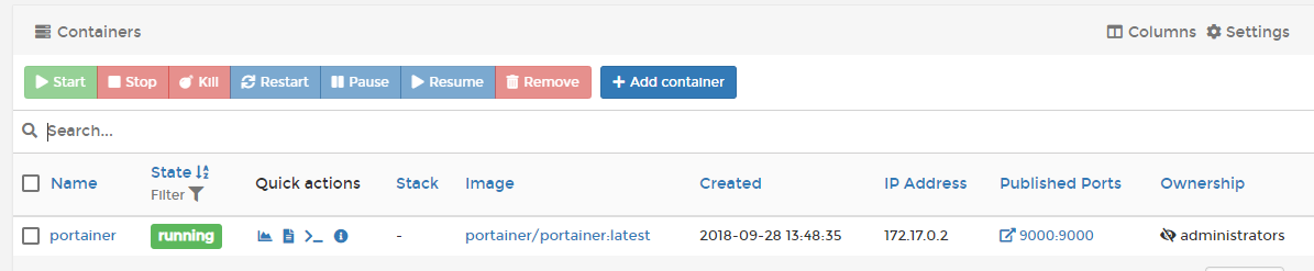 如何在docker for win中使用portainer管理容器