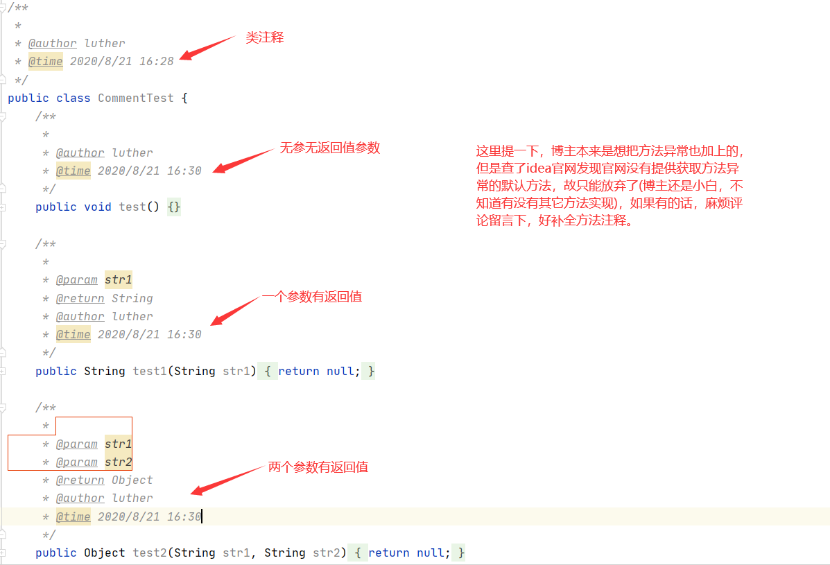 idea怎么添加方法注释模板