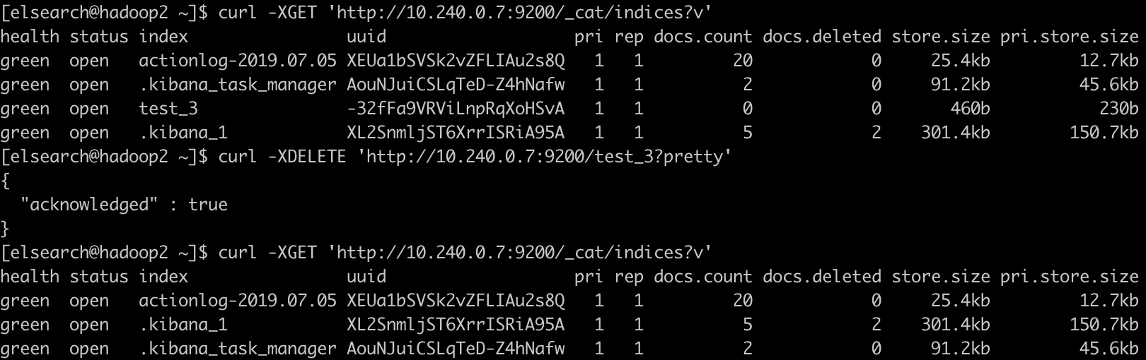 ElasticSearch中有哪些常用的curl 命令