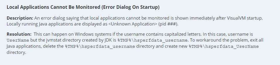 JvisualVm啟動(dòng)錯(cuò)誤“無(wú)法監(jiān)視本地Java應(yīng)用程序”怎么解決