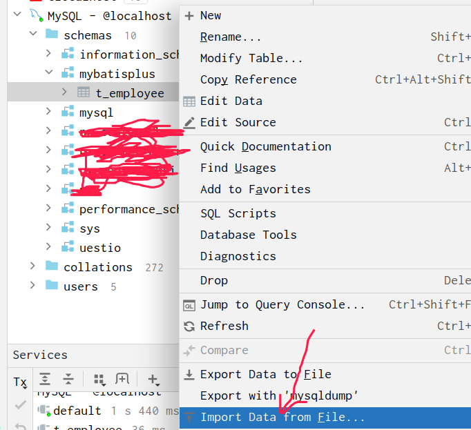 datagrip import csv paranthesis