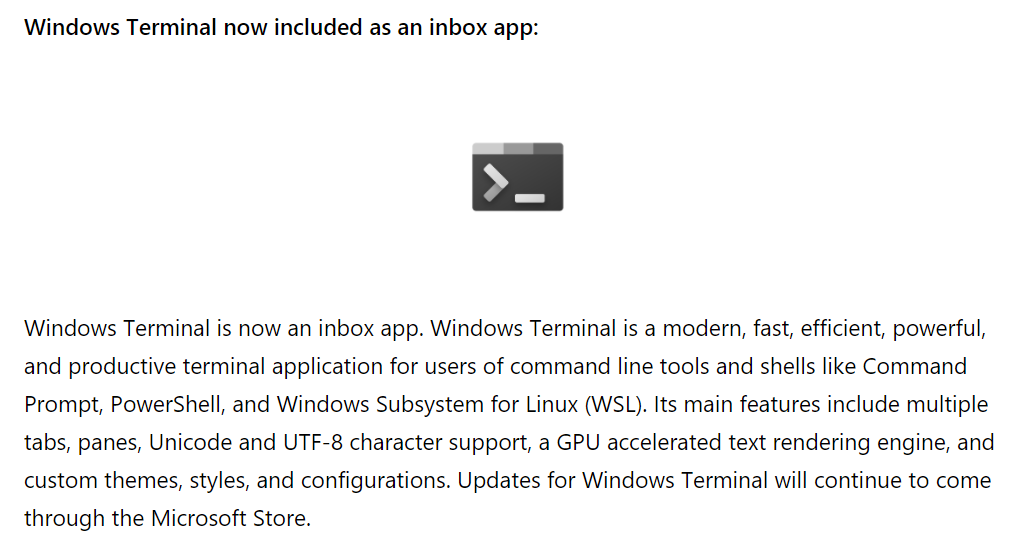 Windows10系统将预装Windows Terminal的示例分析