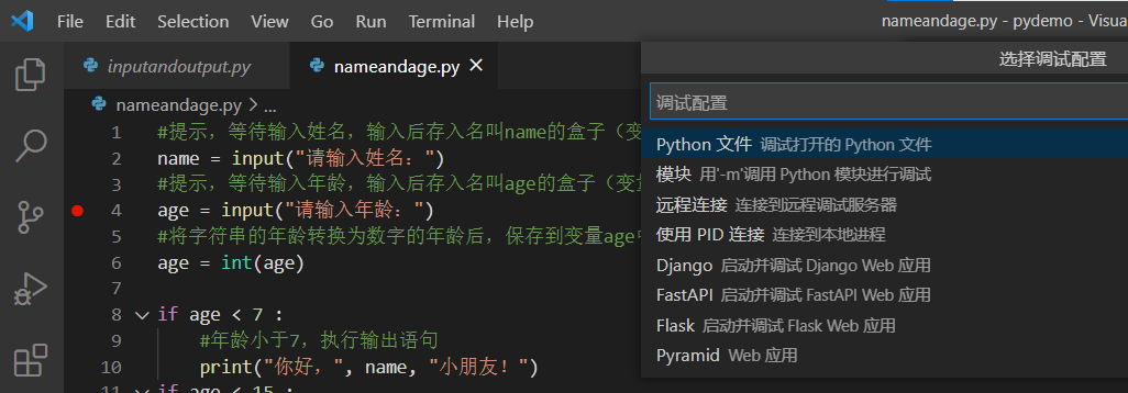 python编程中如何选择执行语句与程序调试