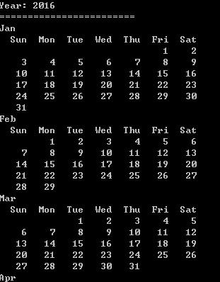 如何使用C语言打印月历