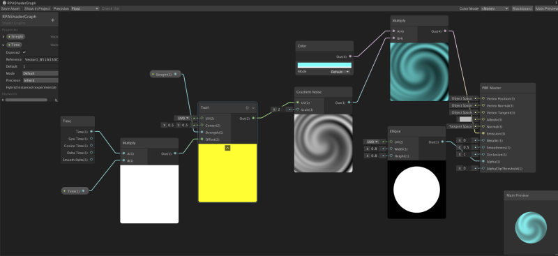 Unity中ShaderGraph怎么实现旋涡传送门效果