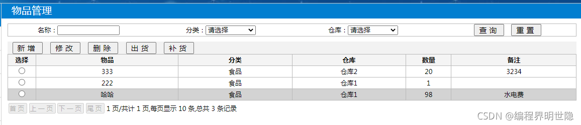 JavaWeb仓库管理系统的示例分析