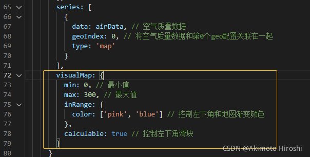 Javascript Echarts空氣質(zhì)量地圖效果的示例分析