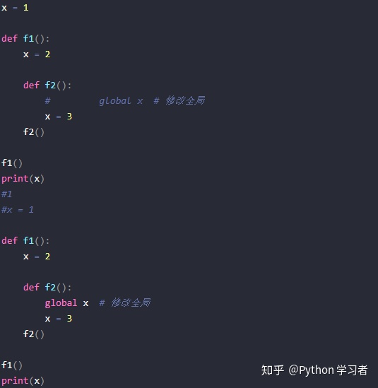 python中名称空间与作用域的示例分析