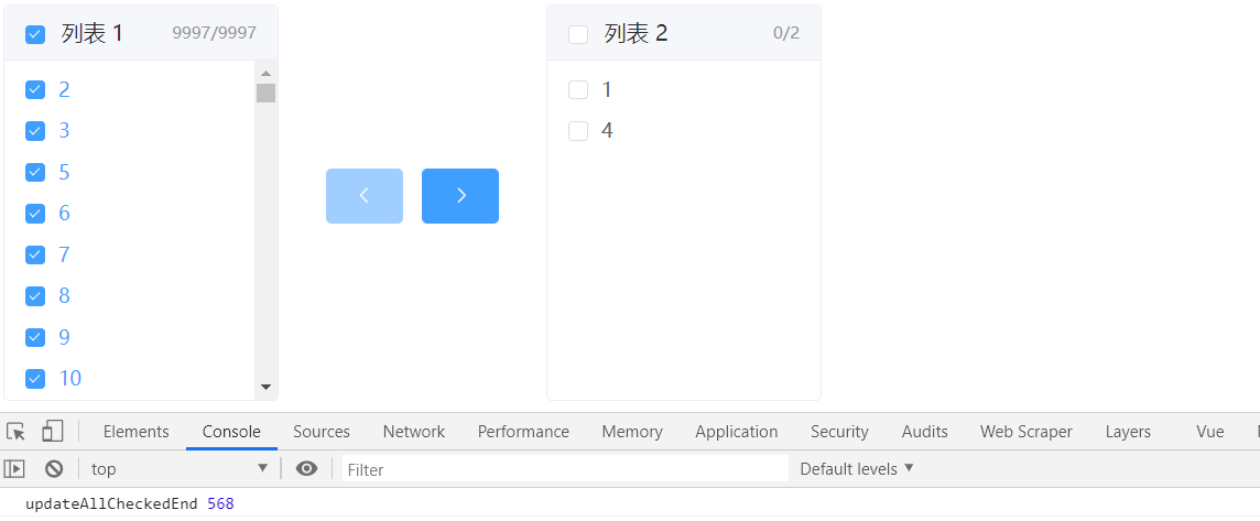 怎么解决Element的穿梭框数据量大时点击全选卡顿问题