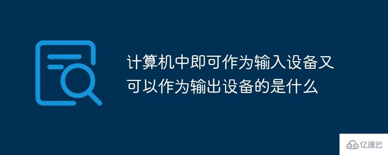 计算机中即可作为输入设备又可以作为输出设备的是什么