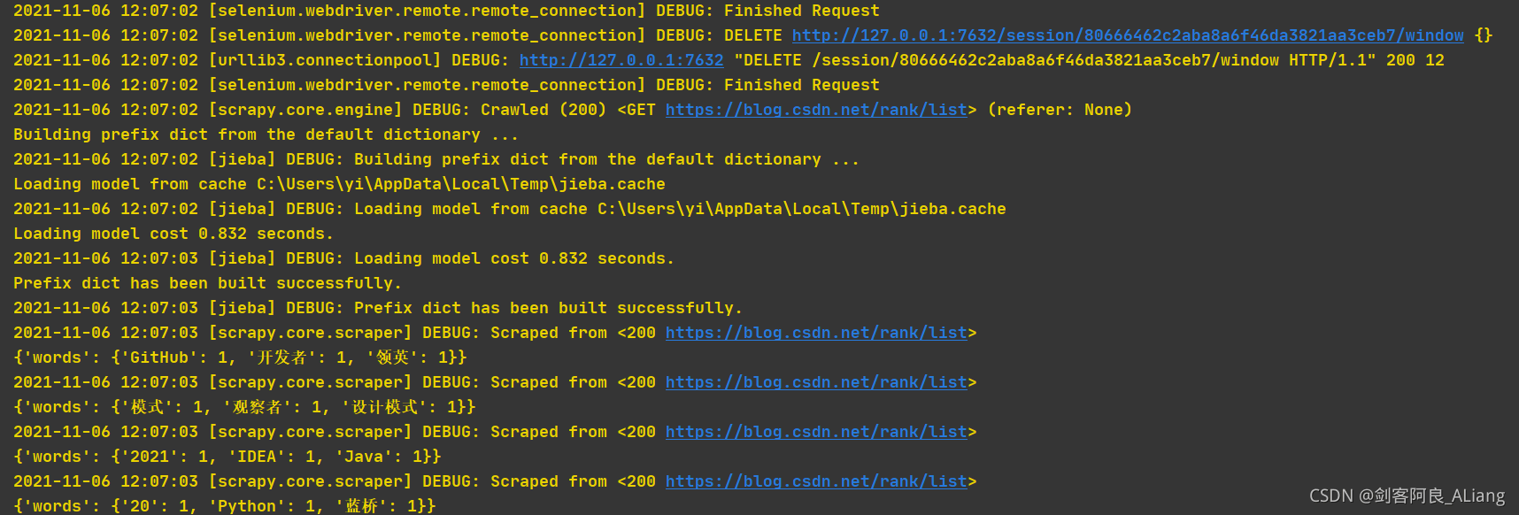 Python如何通过Scrapy框架实现爬取CSDN全站热榜标题热词